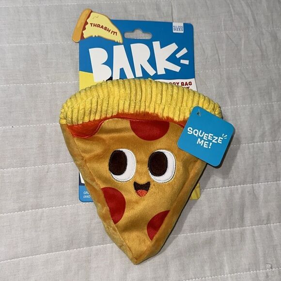 BARK All dog sizes Squeaky Plush Corduroy Faux Fur Pizza Slice Dog Toy - Picture 5 of 10